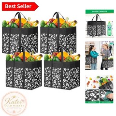 Convenient Multi-Use Foldable Tote Bags – 4-Pack Heavy Duty and Waterproof