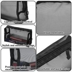 Xelsluthe Mesh Makeup Bags, 18 x 6 x 10 cm / 7.1 x 2.4 x 3.9 inches, Black