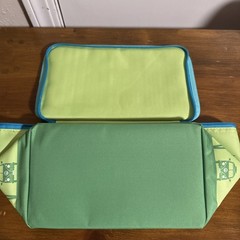 Trader Joes mini insulated bag green with blue zipper 1.5 gallons