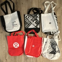 Lululemon Reusable Shopping Bag Foldable Plastic Multicolor All-Over 6 Pack