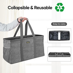 BALEINE Extra Large Utility Tote Bag with Wire Frame for Storage (Gray, 22”X12′