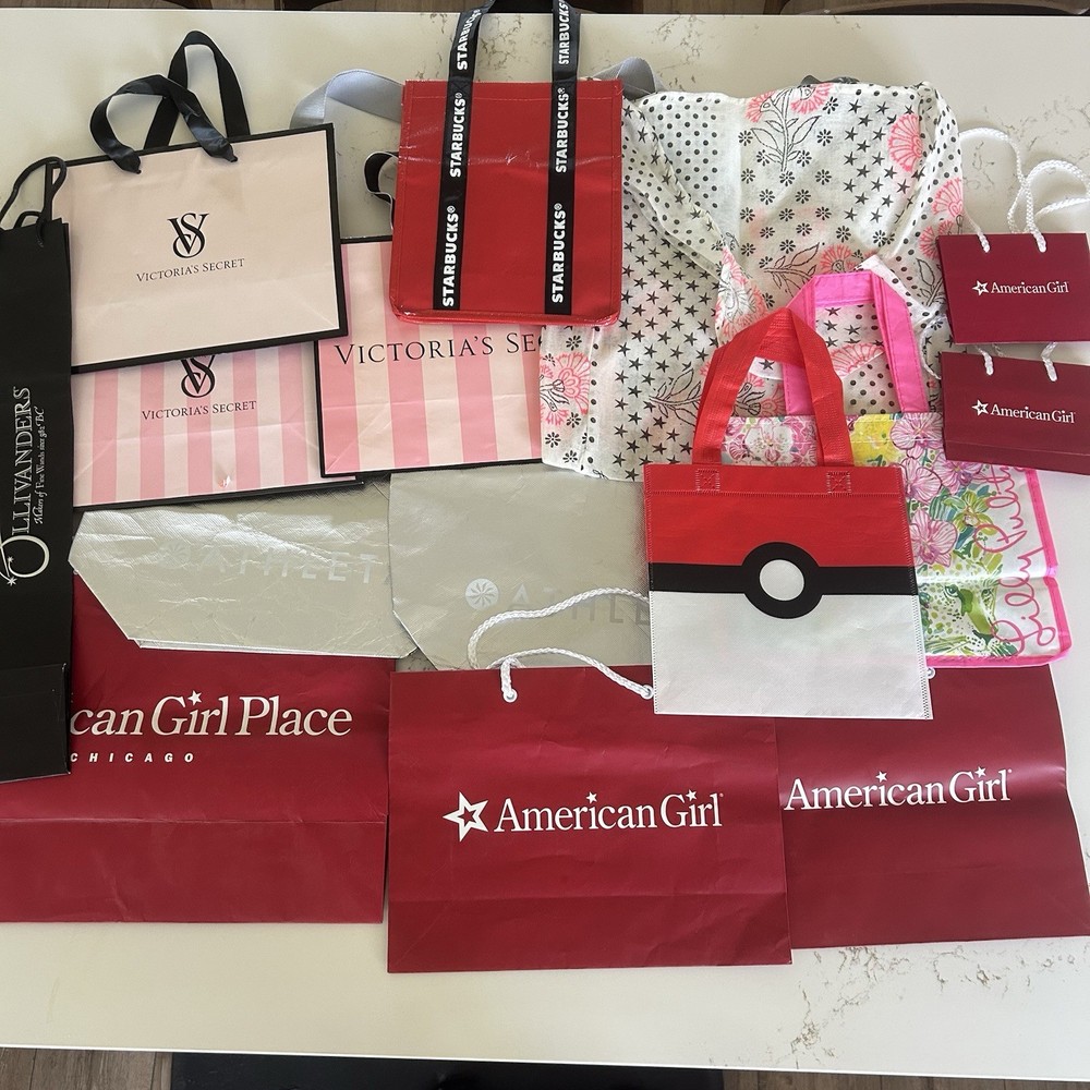Reusable Shopping Bags Lot Of 15 VS AG Free People Lily Pulitzer Athleta Mixed
