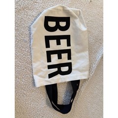 White Canvas Beer Graphic Tote Bag Black Minimalist Reusable Small Shopper Bag