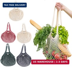 Cotton String Mesh Grocery Bags Set of 5 Reusable Net Tote Shopping Produce Bag