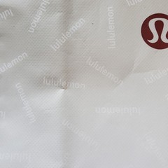 Lot Of 8 Lululemon Shopping Bags Snap Close Red White Black Print Reusable Tote