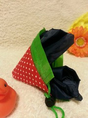 3 new Navy Strawberry Foldable Pocket Reusable Shopping Tote Bags – US seller