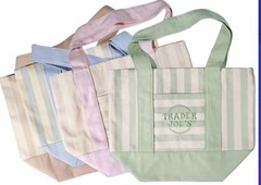 NWT Trader Joe’s Mini Pastel Stripe Canvas Tote Bag Limited Edition Set Of 4