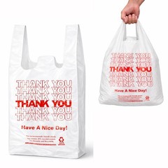 Reusable White Thank You T-Shirt Bags – 200PCS Grocery Shopping & Supermarket Ba