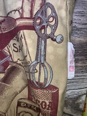 Trader Joe’s Reusable Canvas tote tan red brown baking theme Mint Made In USA
