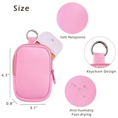 2Pcs Small Makeup Bag, Mini Portable Travel Cosmetic Soft 02Black+ Pink
