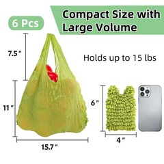 6 Pieces Magic Stretch Bags, Large Capacity Pleated Expandable Shopping Bags,…