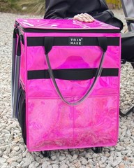 Reusable Grocery Bag On Wheels (Medium, Glitter Pink), Shopping Trolley, Roll…