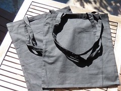 4 x Black Cotton Calico Bags ~ 37cm x 42cm with Two Long Handles – Reusable Bags