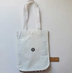 Lot Of 8 Lululemon Shopping Bags Snap Close Red White Black Print Reusable Tote