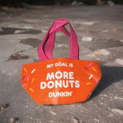 Dunkin’ Reusable Small Polyester Tote Bag Orange/Pink “My Goal Is More Donuts”