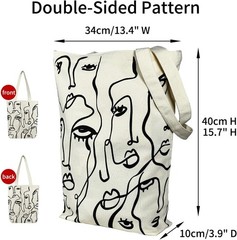 Canvas Tote Bag for Women, Aesthetic Tote Bag with Zipper Poet
