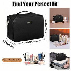 AUCCNT Travel Makeup Bag, Large Capacity Cosmetic Bags for Women, Black