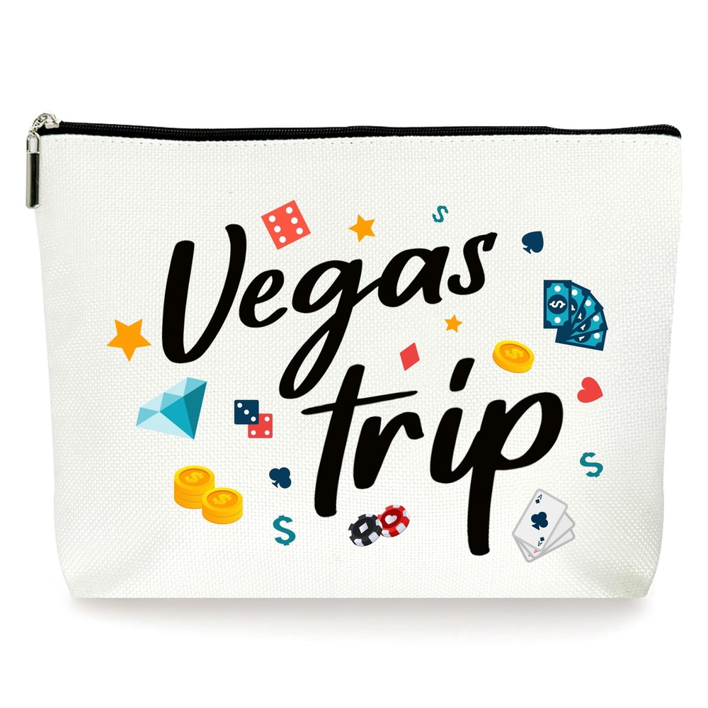 ZYQFN Vegas Trip Makeup Bag Cosmetic Bag, Birthday Travel Gifts For Yellow