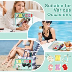 Snack Bag for Travel – Clear Chenille Varsity Letter Flat Large, Snack-Green