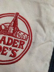 Trader Joes Canvas Reusable Bag Bundle 5 Bags Cheese, Blue Cream, Foldable