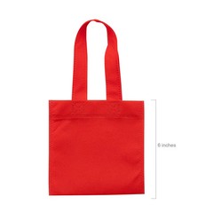 Fun Express Mini Bright Red Nonwoven Polyester Tote Bags – 6″ x 6″, 12 Pieces