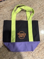Trader Joe’s MINI Canvas Reusable Shopping Bag Black Green Purple