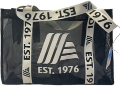 ALDI 50th Anniversary Mesh Tote/Beach Bag Black w/EST 1976 Cream Straps LTD ED