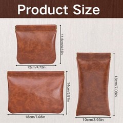 ZJO Leather Pouch for Purse, 3PCS Snap Closure Makeup Bags brown