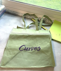 Curves Tote Bag Green Purple Reusable Shopping Bag Handles Eco Large RARE Ladies