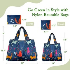 2 PCS Large Small Foldable Tote Nylon Reusable Grocery Bags Shopping
