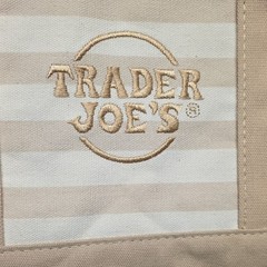 Trader Joe’s LIMITED EDITION Beige/White Striped Mini Easter Canvas Tote Bag