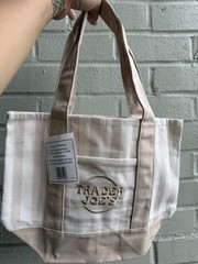Trader Joe’s Striped Mini Canvas Tote Bag, Reusable, Machine Washable (24) totes