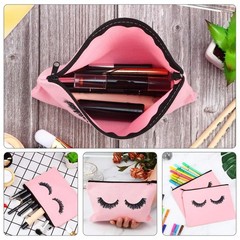 Frienda 18 Pieces Eyelash Cosmetic Bags Canvas Lash Medium (18 Count), Pink