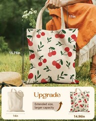 Aesthetic Cherry Tote Bag – with Magnetic Buckle and Zipper Inner Pocket for …