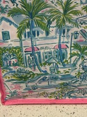 Lilly Pulitzer Reusable Shopping Bag Pink Vinyl Top Handle Tote Lightweight