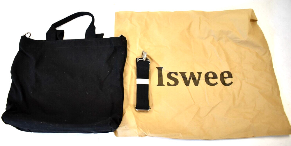 Iswee Shopping Canvas Tote Bag Shoulder Carrying Case Black Cross Body 14″ x 14″