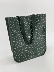 Lululemon Reusable Tote Bag Shopping Holiday Green & White with Logo 14” x 16.5”