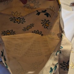Reusable Canvas Shopping Bag Foldable Adjustable Strap Inner Pocket Floral Print