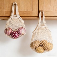 ZHQZZPH 2 Pack Reusable Produce Bags | Mesh Net Washable 4.2 Gallons, White