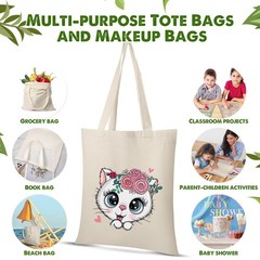 Reginary 36 Pack Canvas Tote Bags Blank Plain Canvas Bag Lightweight Reusable…