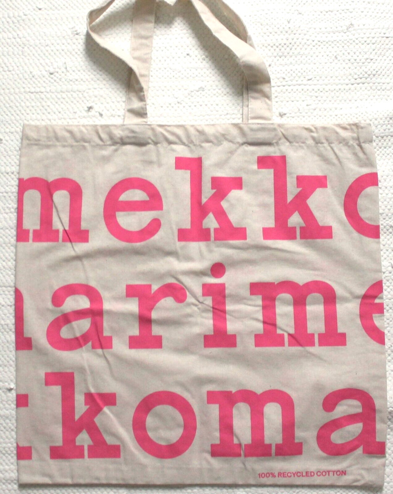 Marimekko logo bag pink/beige, 45x45cm + straps, rough cotton