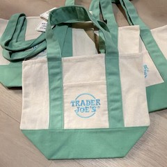 Trader Joe’s Canvas Tote Bag Reusable Cream/Green 13x6x11. Price is for one bag