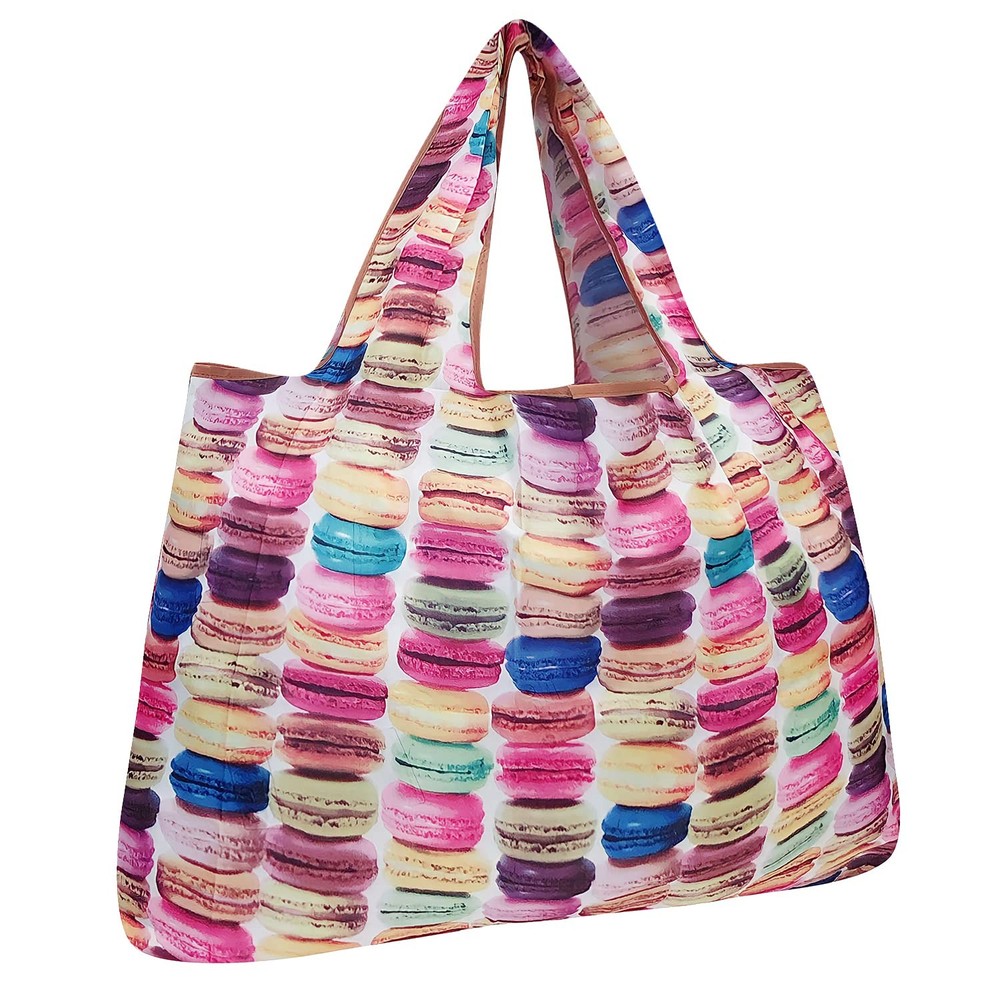 Large Reusable Macarons Tote Bag Eco-Friendly Foldable Waterproof 44 lbs Capa…