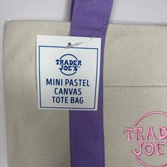 Set of 2 Trader Joe’s Canvas MINI Tote Bags Spring Color — PASTEL PURPLE + Pink!
