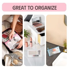 EASYFUN Mesh Zipper Pouch Bags Pencil Makeup/Cosmetic champagne