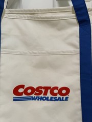 Costco Large Blue and White Zipper Cotton Canvas Shopping Tote Bag Reusable 15”