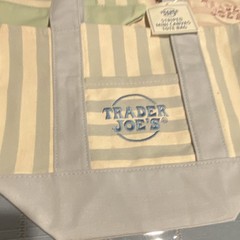 Trader Joe’s Reusable Shopping Tote Bag, Blue & White Stripe Pattern
