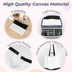 Joyclub 10 Pack Large Canvas Tote Bags Bulk Sublimation Blanks with Long Hand…
