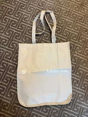 Lululemon Reusable Shopping Tote Bag Black White Logo Snap Closure – Large