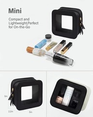 KOTORA Clear Makeup Bag Set for Women Portable Make up Cute Black
